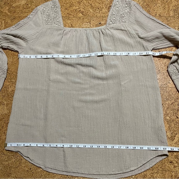 Soft Surroundings Sand Dune Asilah Crochet Lace Peasant Blouse Sz L - Picture 10 of 12